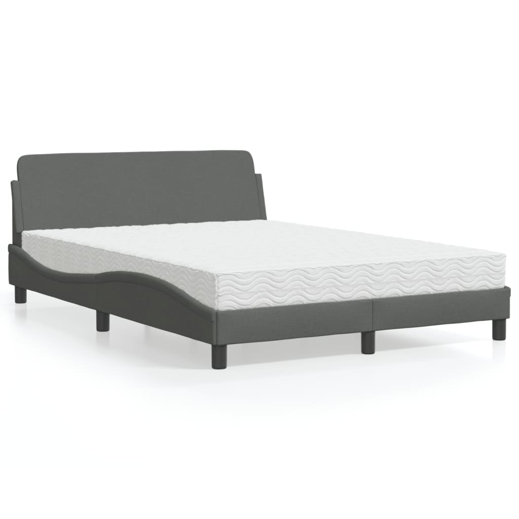 Letto con Materasso Dover Grigio Scuro 140x190 cm Tessuto - homemem39