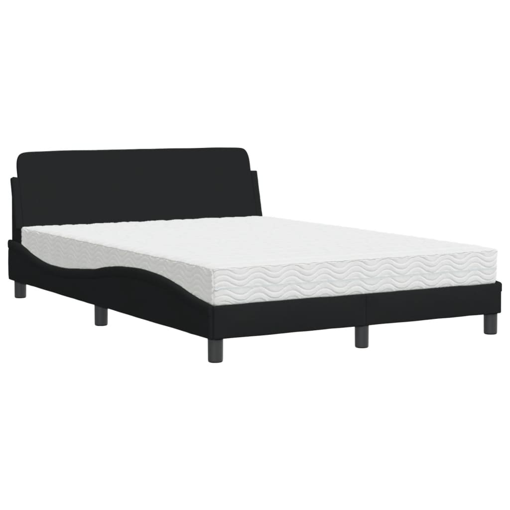 Letto con Materasso Dover Nero 140x190 cm in Tessuto - homemem39