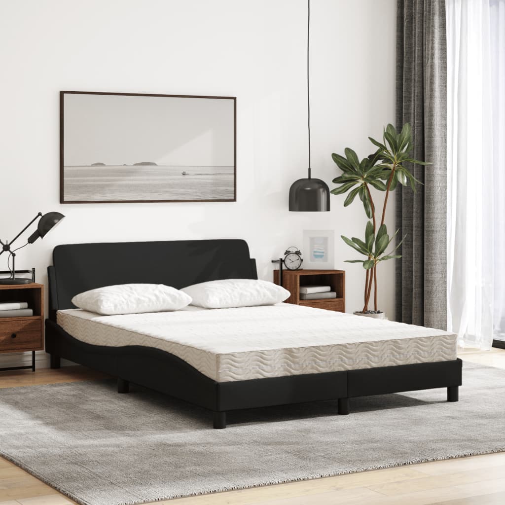 Letto con Materasso Dover Nero 140x190 cm in Tessuto - homemem39