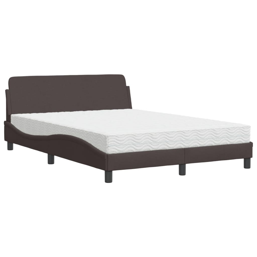 Letto con Materasso Dover Marrone Scuro 140x190cm Tessuto - homemem39