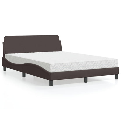 Letto con Materasso Dover Marrone Scuro 140x190cm Tessuto - homemem39