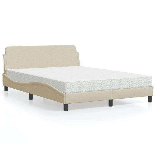 Letto con Materasso Dover Crema 140x19 cm in Tessuto - homemem39
