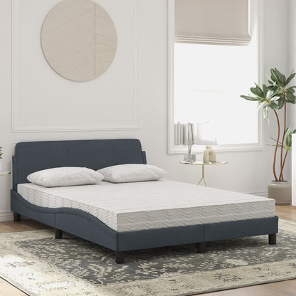 Letto con Materasso Dover Grigio Scuro 140x190 cm in Velluto - homemem39