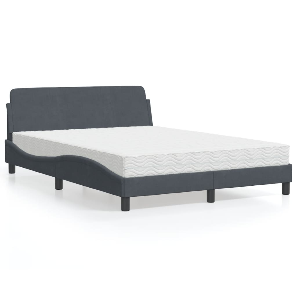 Letto con Materasso Dover Grigio Scuro 140x190 cm in Velluto - homemem39