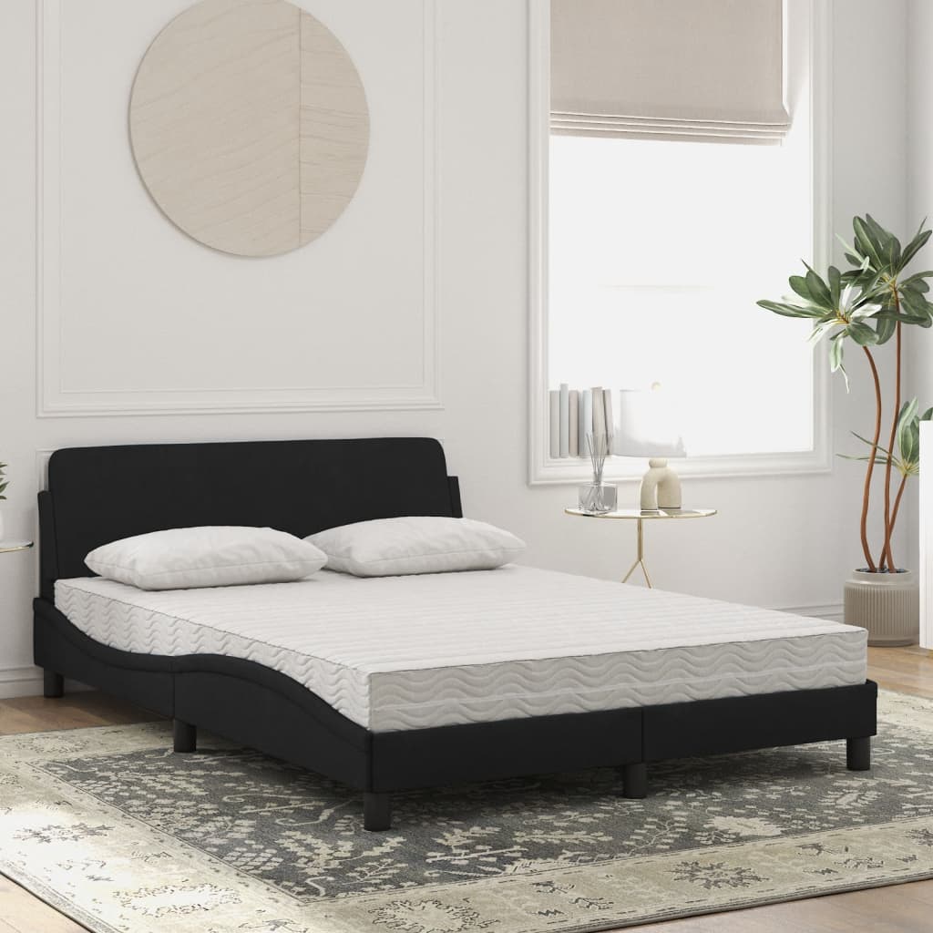 Letto con Materasso Dover Nero 140x190 cm in Velluto - homemem39