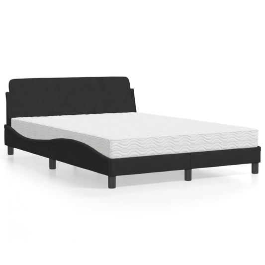 Letto con Materasso Dover Nero 140x190 cm in Velluto - homemem39