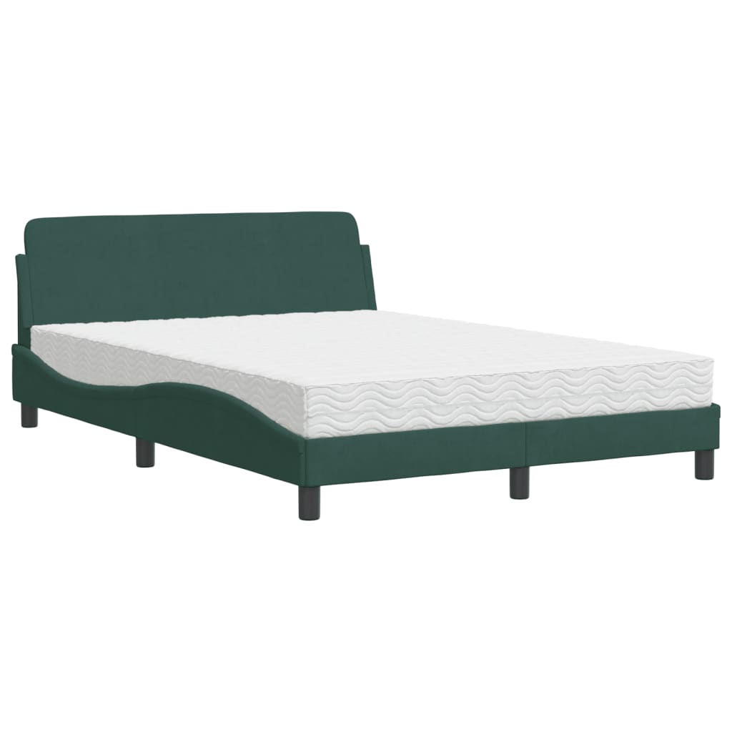 Letto con Materasso Dover Verde Scuro 140x190 cm in Velluto - homemem39