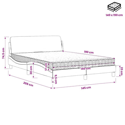 Letto con Materasso Dover Verde Scuro 140x190 cm in Velluto