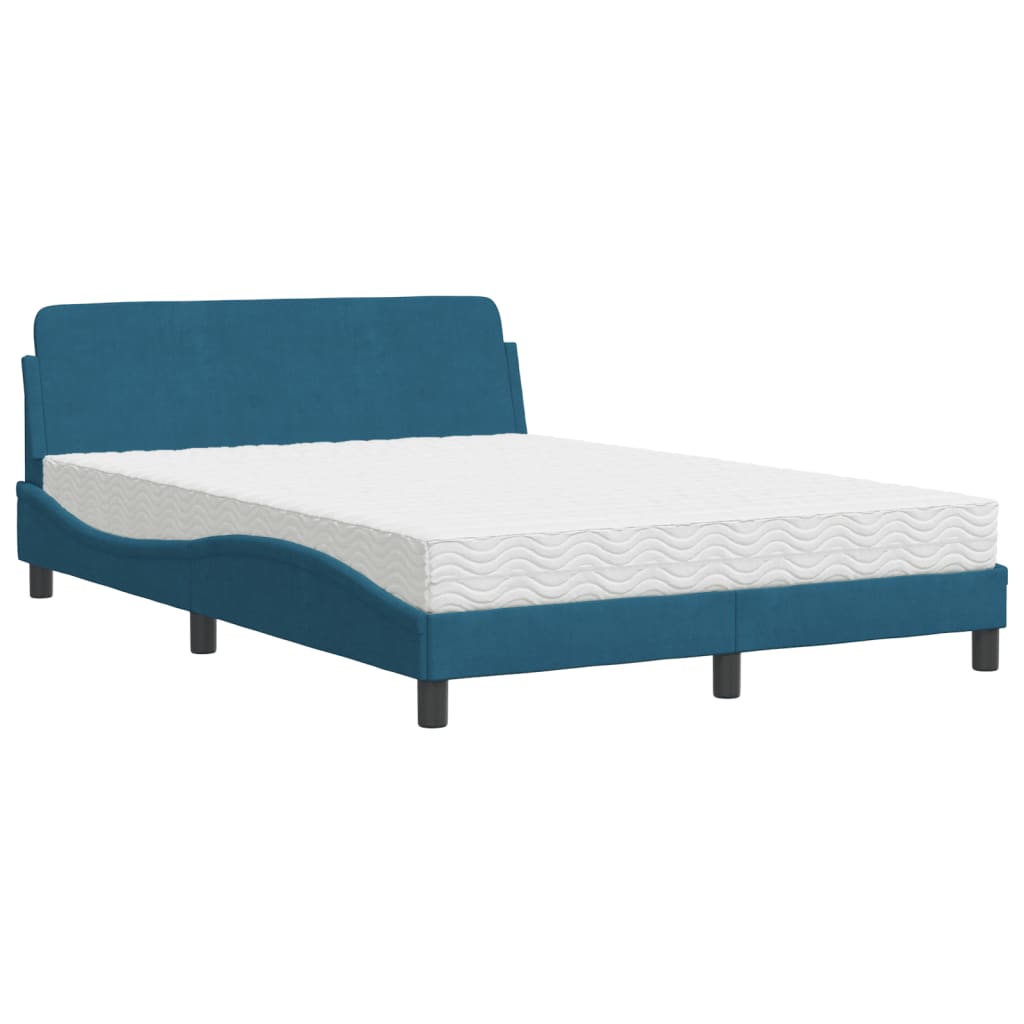 Letto con Materasso Dover Blu 140x190 cm in Velluto - homemem39