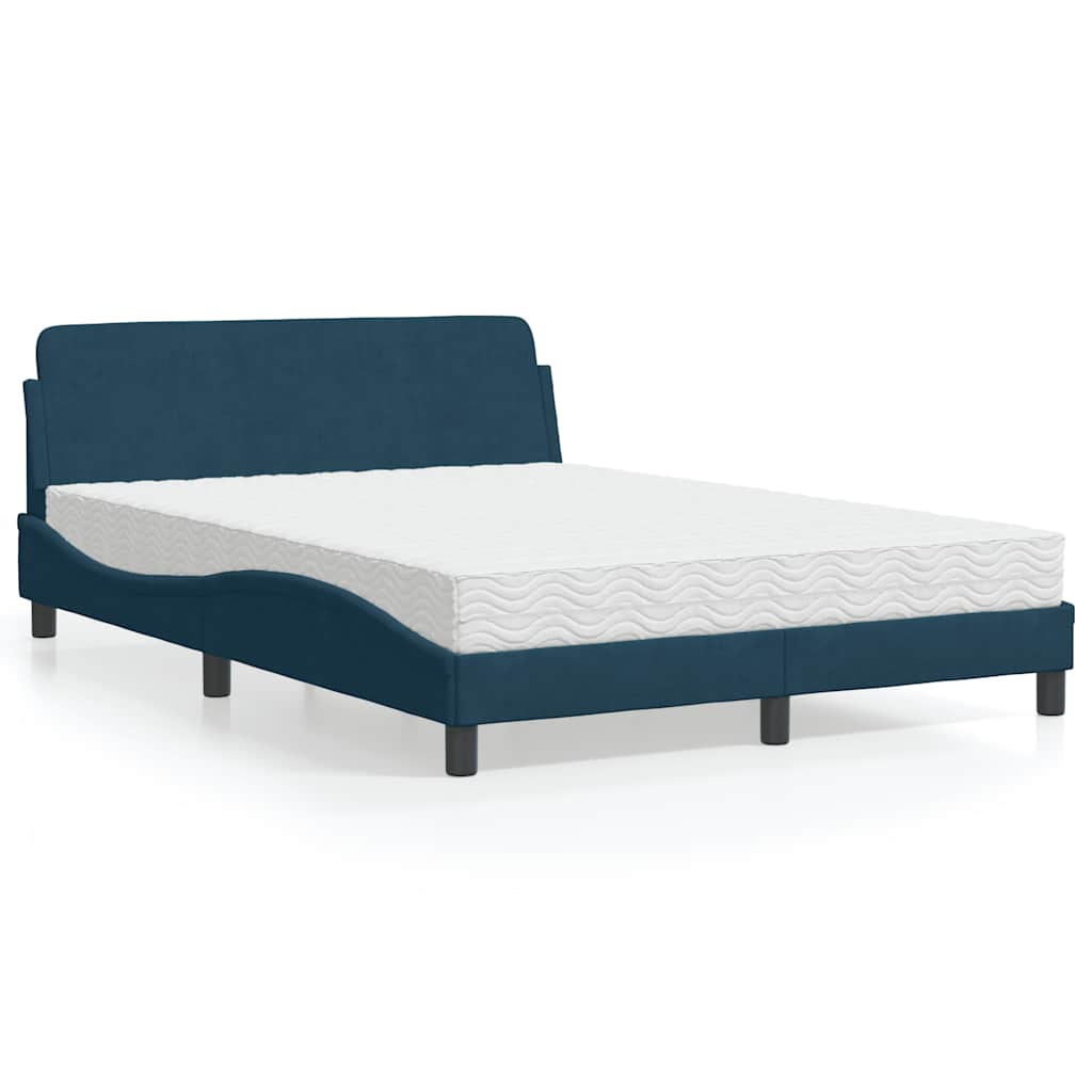 Letto con Materasso Dover Blu 140x190 cm in Velluto