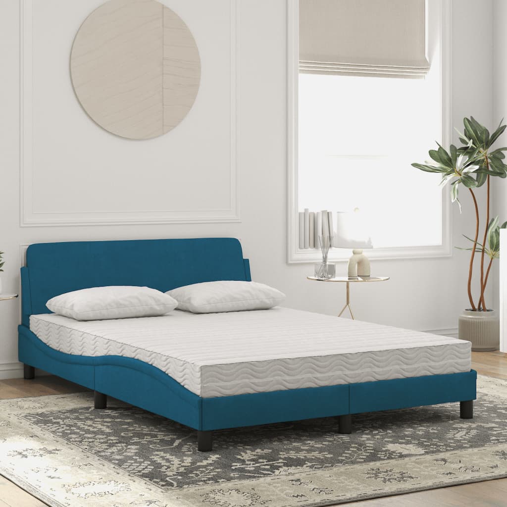 Letto con Materasso Dover Blu 140x190 cm in Velluto - homemem39