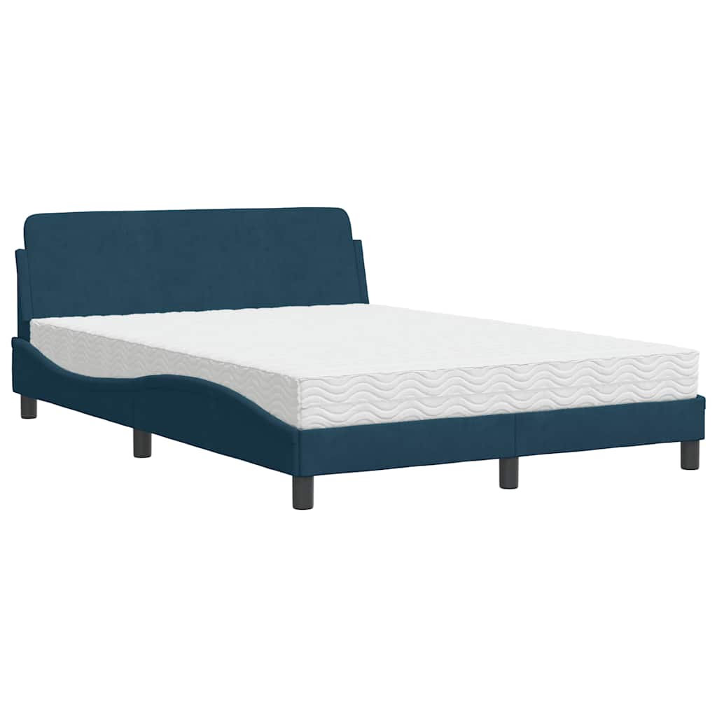 Letto con Materasso Dover Blu 140x190 cm in Velluto