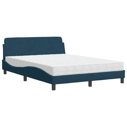 Letto con Materasso Dover Blu 140x190 cm in Velluto