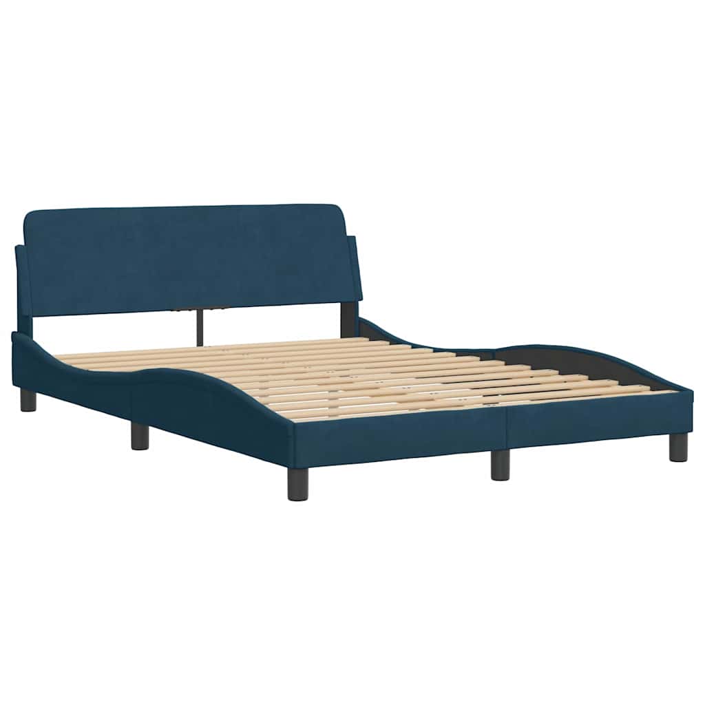 Letto con Materasso Dover Blu 140x190 cm in Velluto