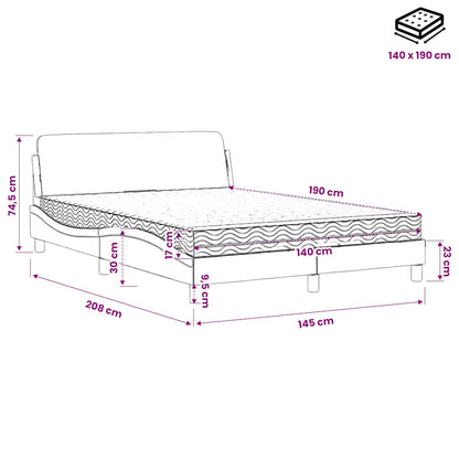 Letto con Materasso Dover Blu 140x190 cm in Velluto