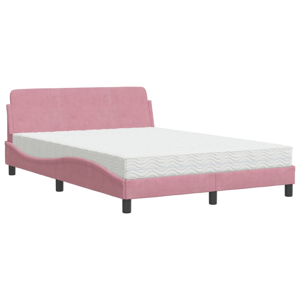 Letto con Materasso Dover Rosa 140x190 cm in Velluto - homemem39