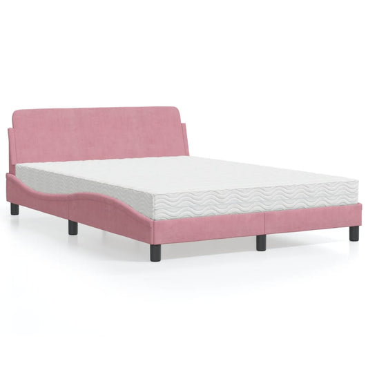 Letto con Materasso Dover Rosa 140x190 cm in Velluto - homemem39