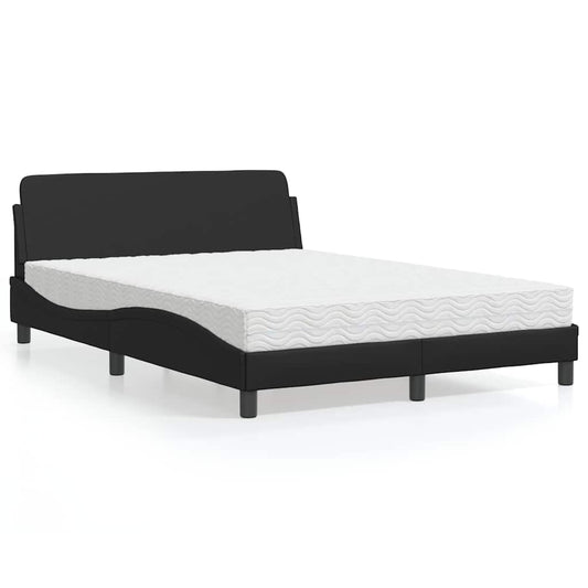 Letto con Materasso Dover Nero 140x190 cm in Similpelle