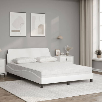Letto con Materasso Dover Bianco 140x190 cm in Similpelle - homemem39