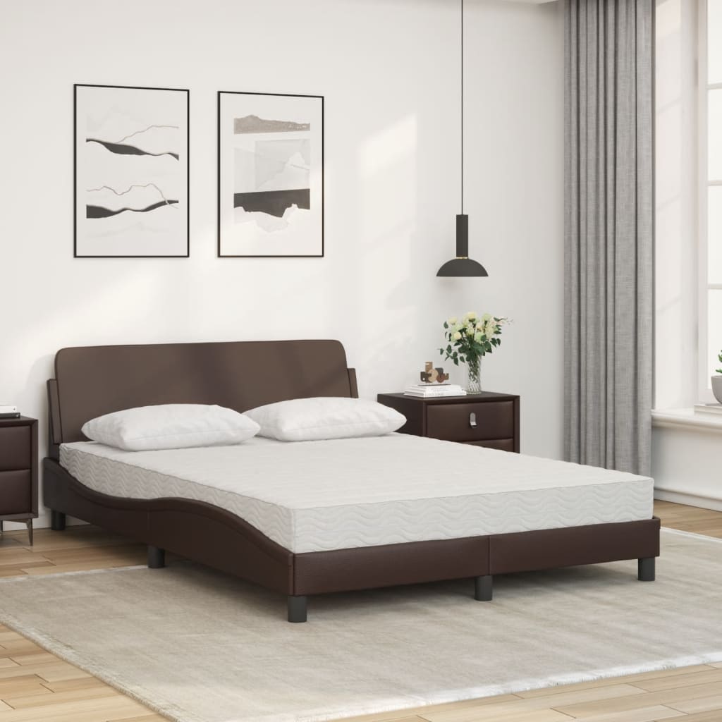 Letto con Materasso Dover Marrone 140x190cm in Similpelle - homemem39