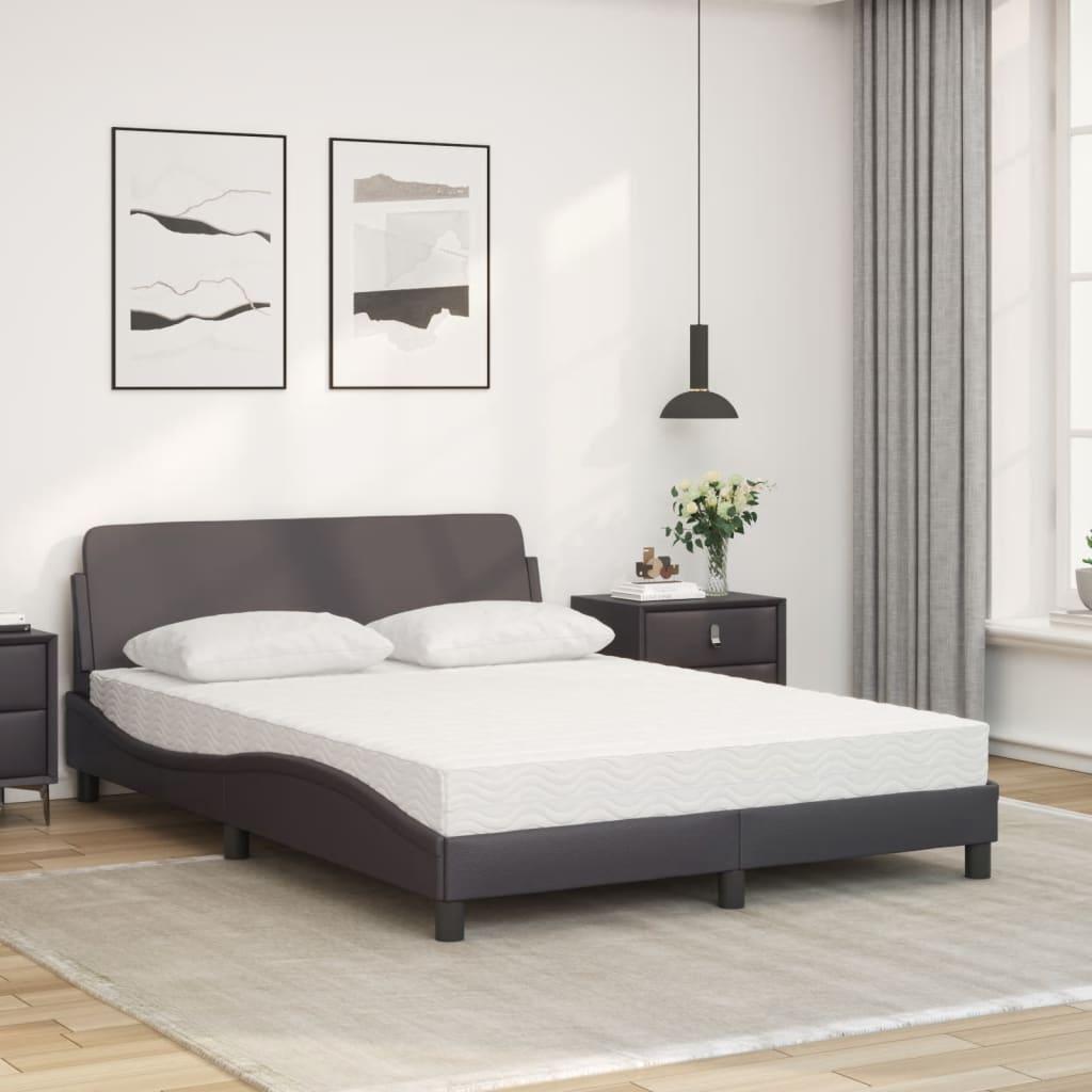Letto con Materasso Dover Grigio 140x190 cm in Similpelle - homemem39