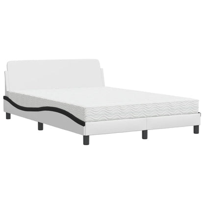 Letto con Materasso Dover Bianco e Nero 140x190 cm in Similpelle - homemem39