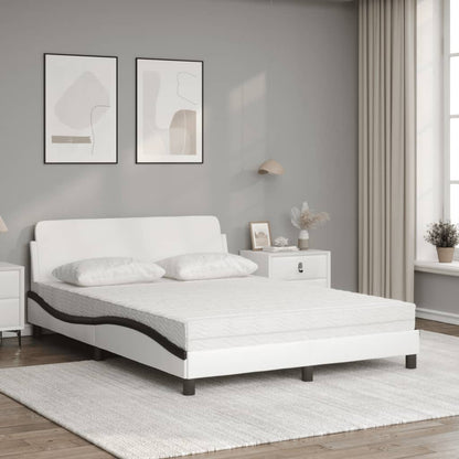 Letto con Materasso Dover Bianco e Nero 140x190 cm in Similpelle - homemem39