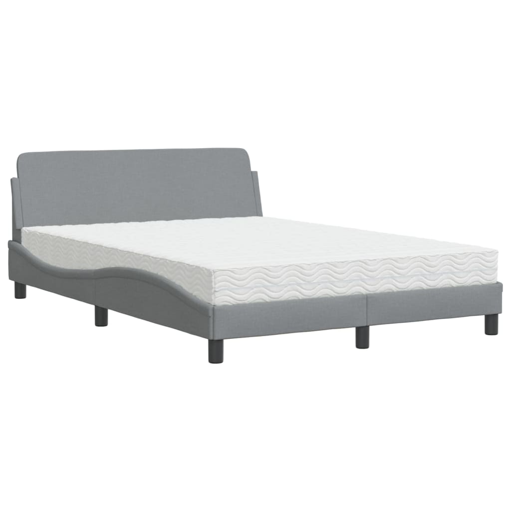 Letto con Materasso Dover Grigio Chiaro 140x200cm Tessuto - homemem39
