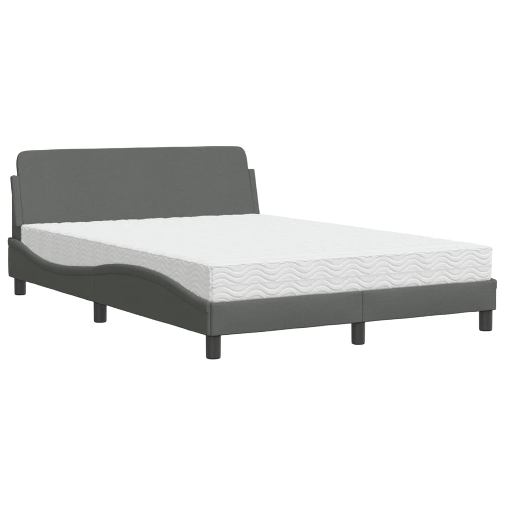 Letto con Materasso Dover Grigio Scuro 140x200cm Tessuto - homemem39