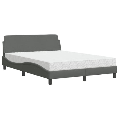 Letto con Materasso Dover Grigio Scuro 140x200cm Tessuto - homemem39