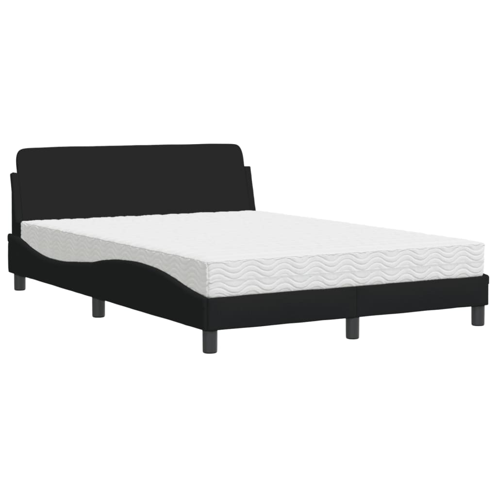 Letto con Materasso Dover Nero 140x200 cm in Tessuto - homemem39