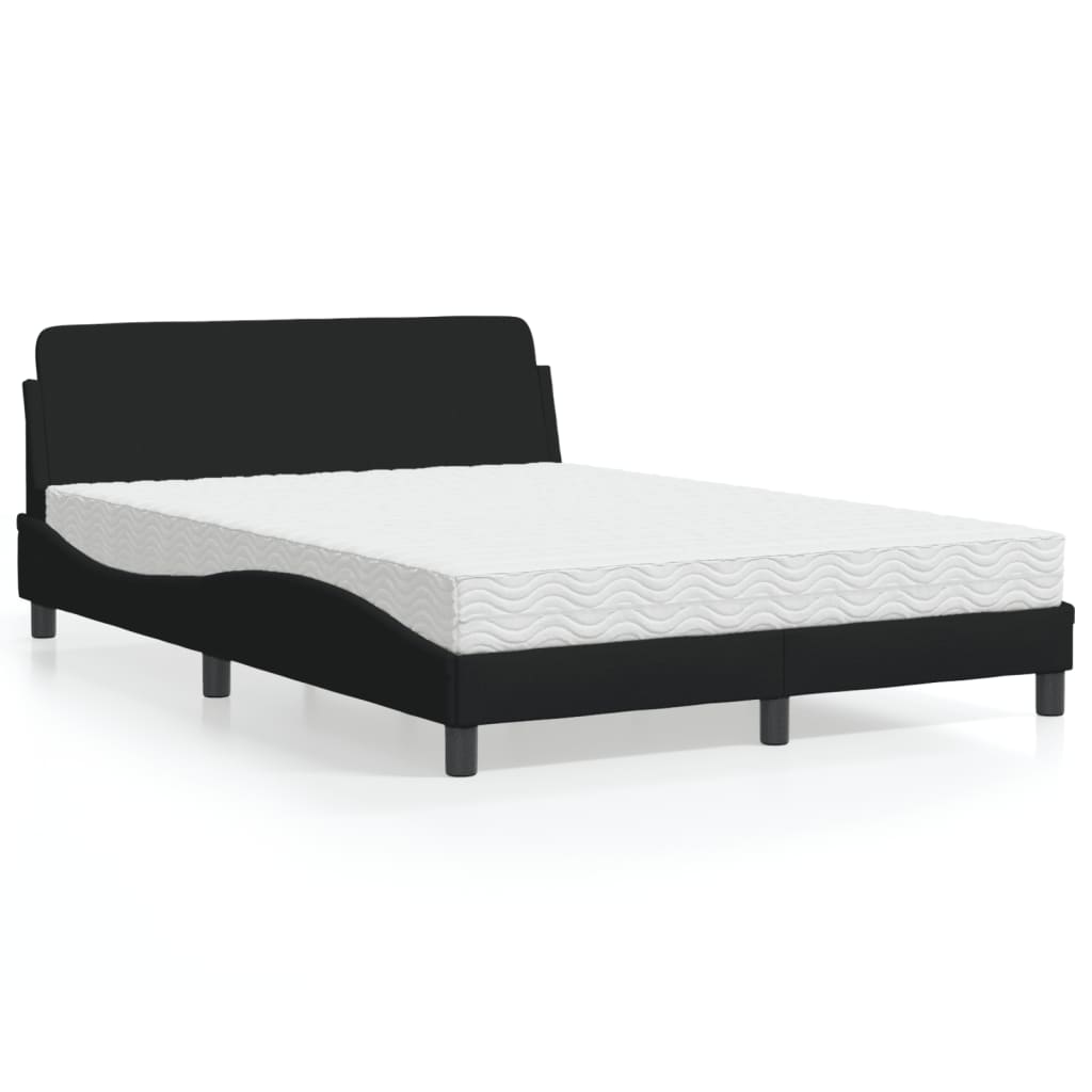 Letto con Materasso Dover Nero 140x200 cm in Tessuto - homemem39