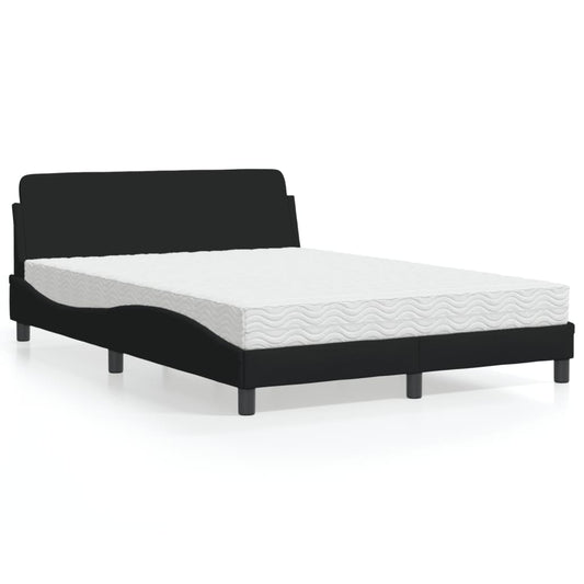 Letto con Materasso Dover Nero 140x200 cm in Tessuto - homemem39