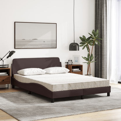 Letto con Materasso Dover Marrone Scuro 140x200cm Tessuto - homemem39