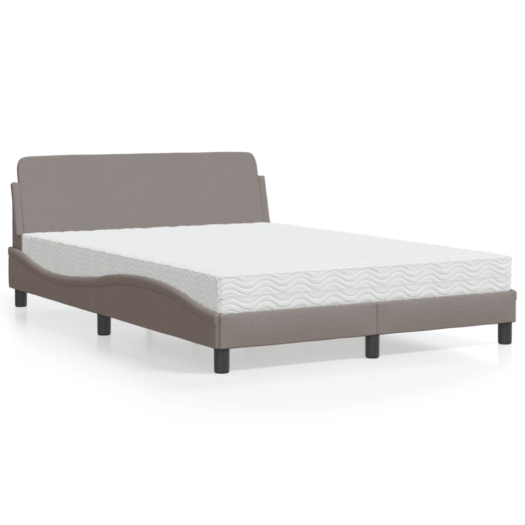 Letto con Materasso Dover Tortora 140x200 cm in Tessuto - homemem39