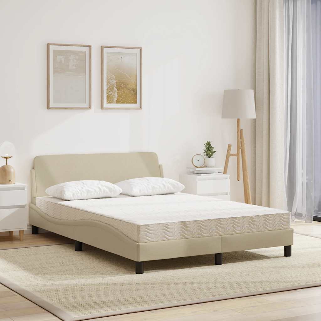 Letto con Materasso Dover Crema 140x200 cm in Tessuto | homemem39