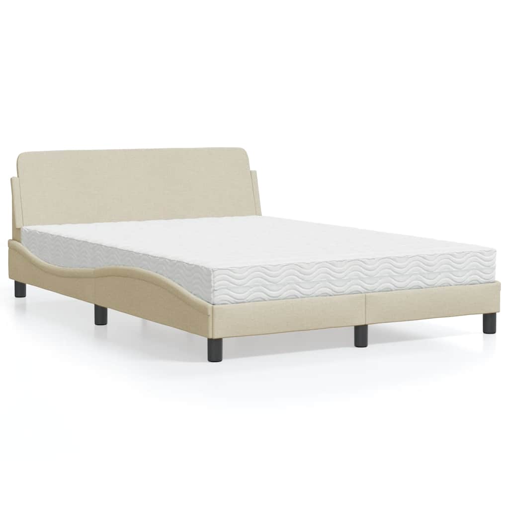 Letto con Materasso Dover Crema 140x200 cm in Tessuto | homemem39