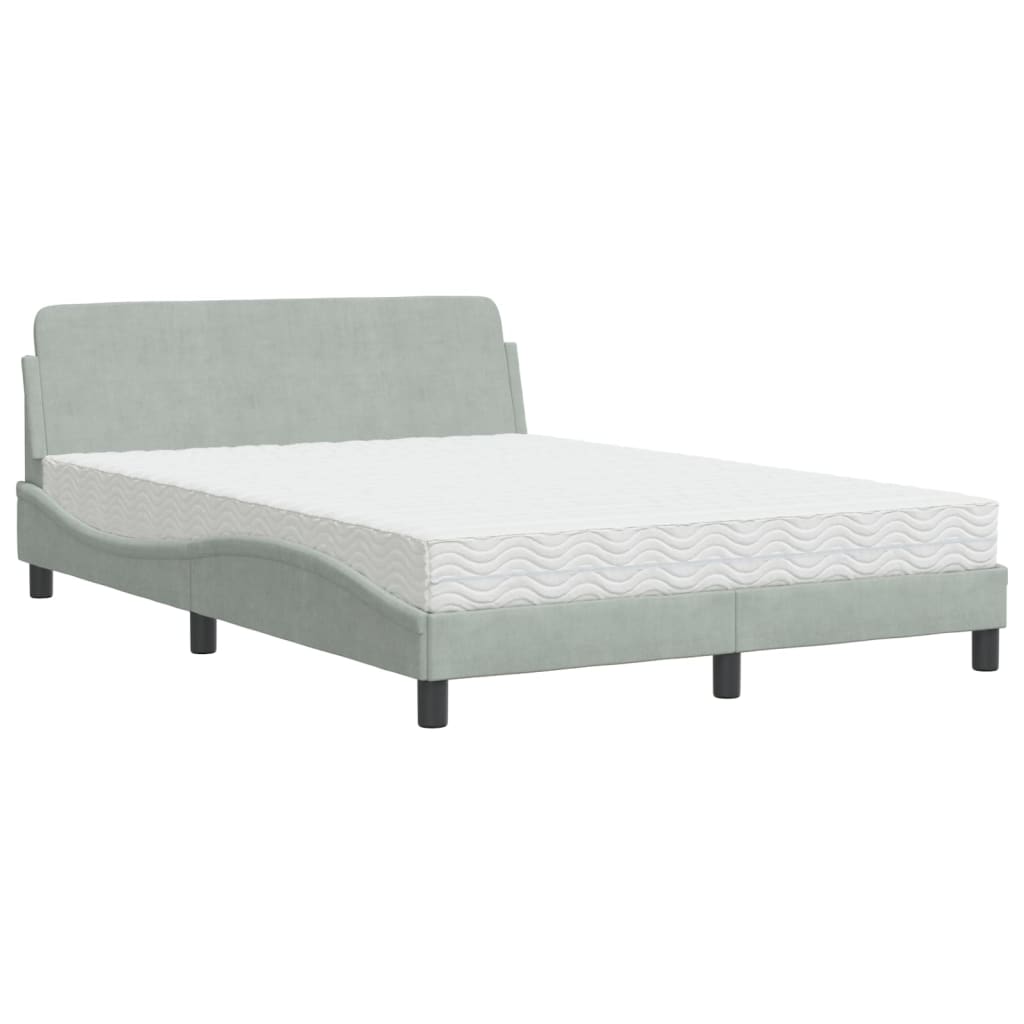 Letto con Materasso Dover Grigio Chiaro 140x200 cm in Velluto - homemem39
