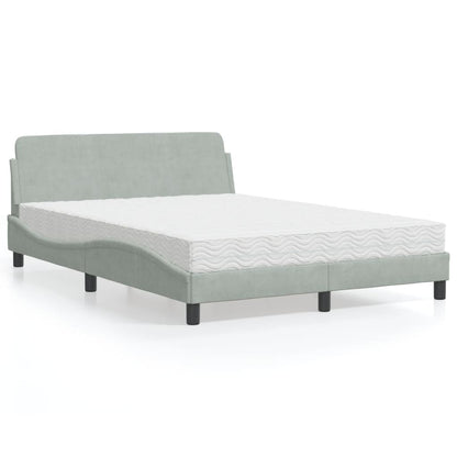 Letto con Materasso Dover Grigio Chiaro 140x200 cm in Velluto - homemem39