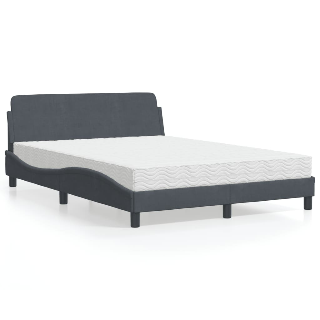 Letto con Materasso Dover Grigio Scuro 140x200 cm in Velluto - homemem39
