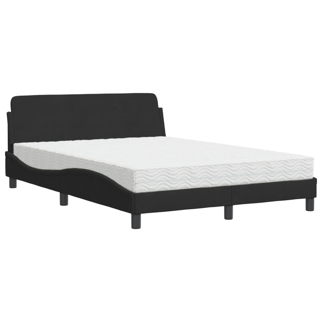 Letto con Materasso Dover Nero 140x200 cm in Velluto - homemem39