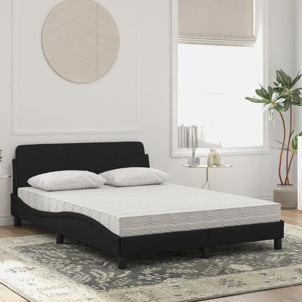 Letto con Materasso Dover Nero 140x200 cm in Velluto - homemem39