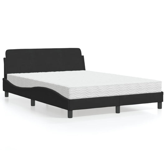 Letto con Materasso Dover Nero 140x200 cm in Velluto - homemem39