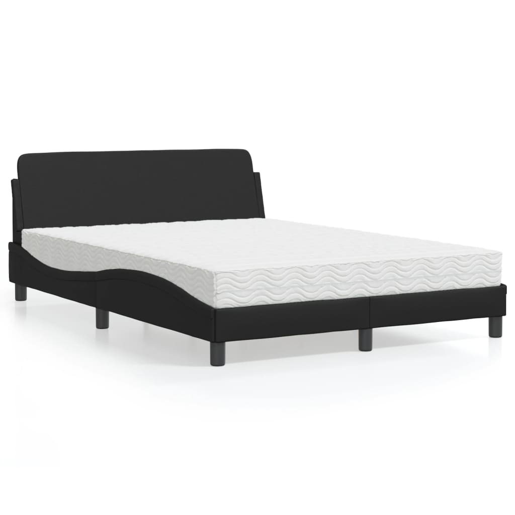 Letto con Materasso Dover Nero 140x200 cm in Similpelle - homemem39