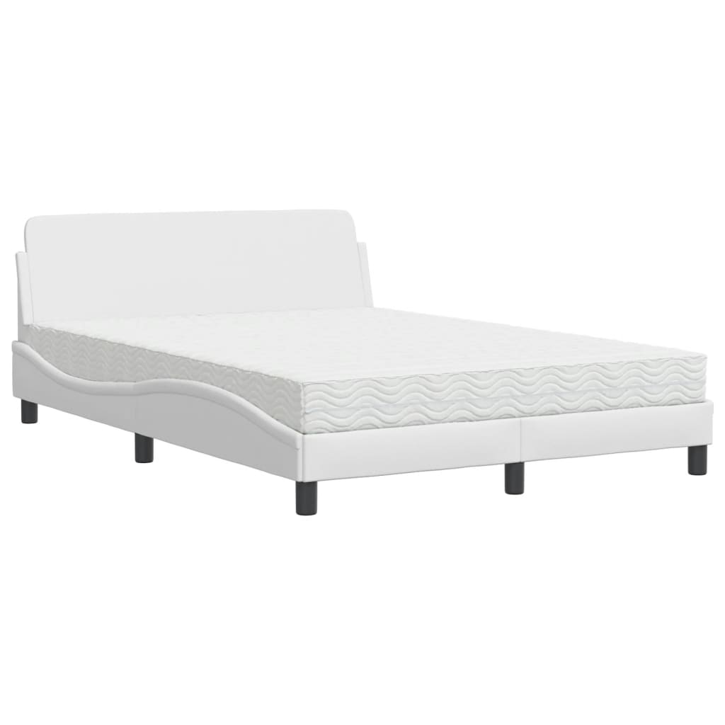 Letto con Materasso Dover Bianco 140x200 cm in Similpelle - homemem39