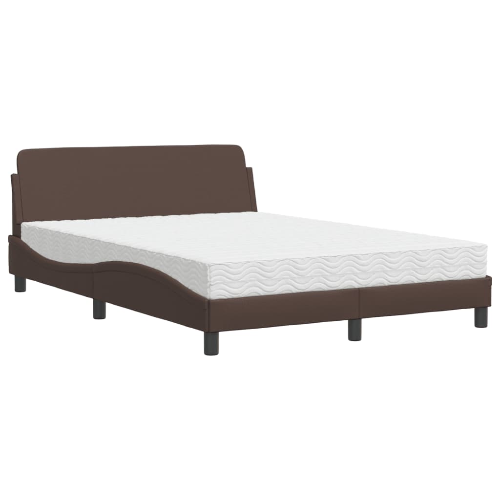 Letto con Materasso Dover Marrone 140x200cm in Similpelle - homemem39