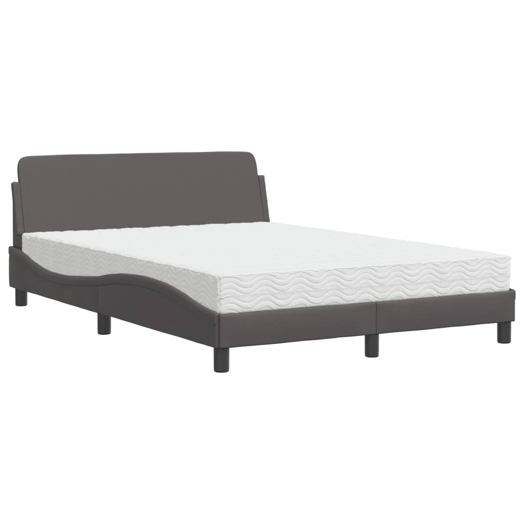 Letto con Materasso Dover Grigio 140x200 cm in Similpelle - homemem39