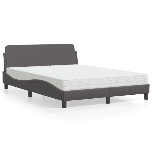 Letto con Materasso Dover Grigio 140x200 cm in Similpelle - homemem39