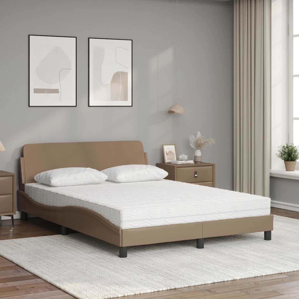 Letto con Materasso Dover Cappuccino 140x200cm Similpelle | homemem39