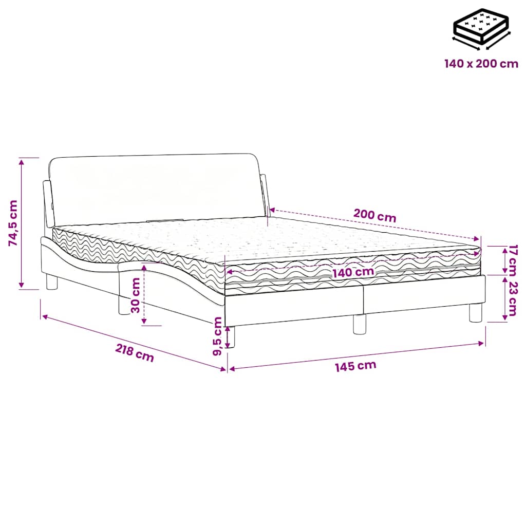 Letto con Materasso Dover Cappuccino 140x200cm Similpelle | homemem39